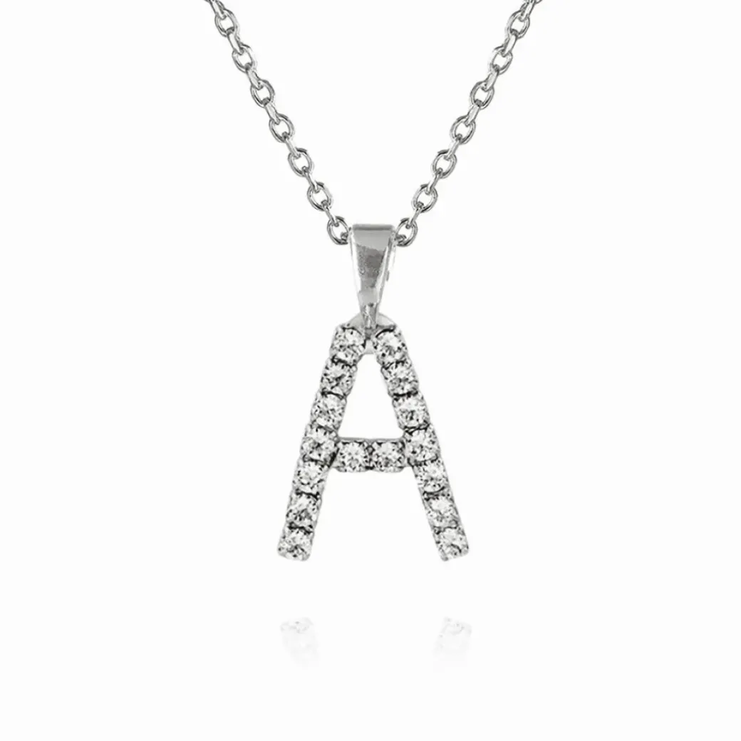Mini Letter Necklace A/Crystal