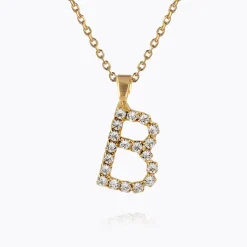 Mini Letter Necklace B/Crystal