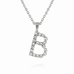 Mini Letter Necklace B/Crystal