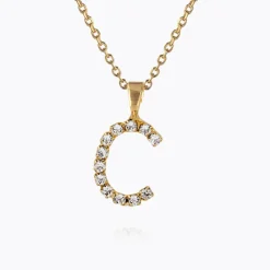 Mini Letter Necklace C/Crystal