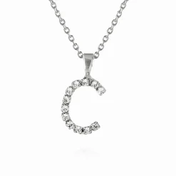 Mini Letter Necklace C/Crystal