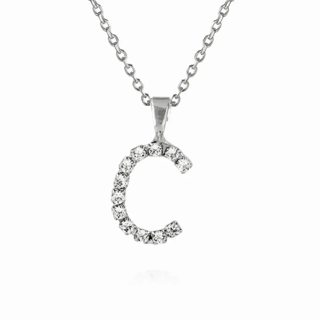 Mini Letter Necklace C/Crystal