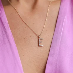 Mini Letter Necklace E/Crystal