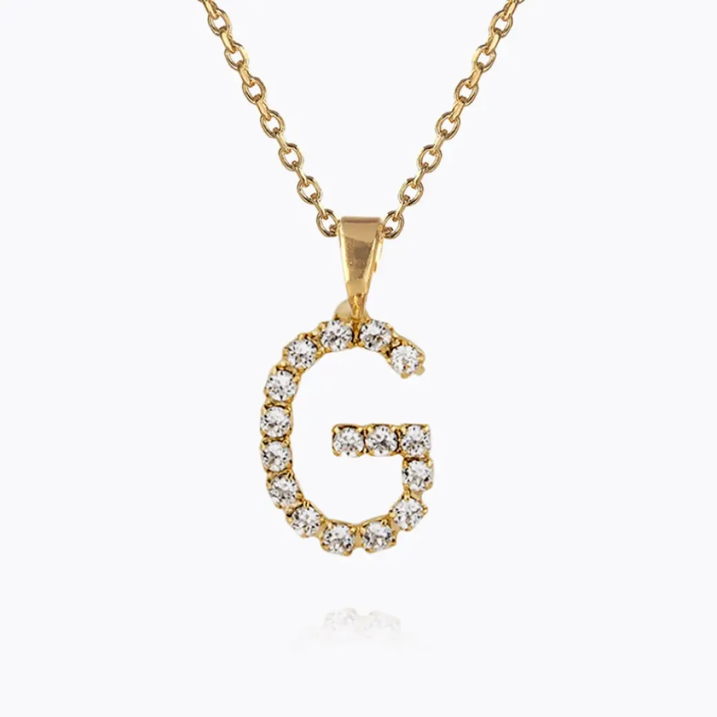 Mini Letter Necklace G/Crystal