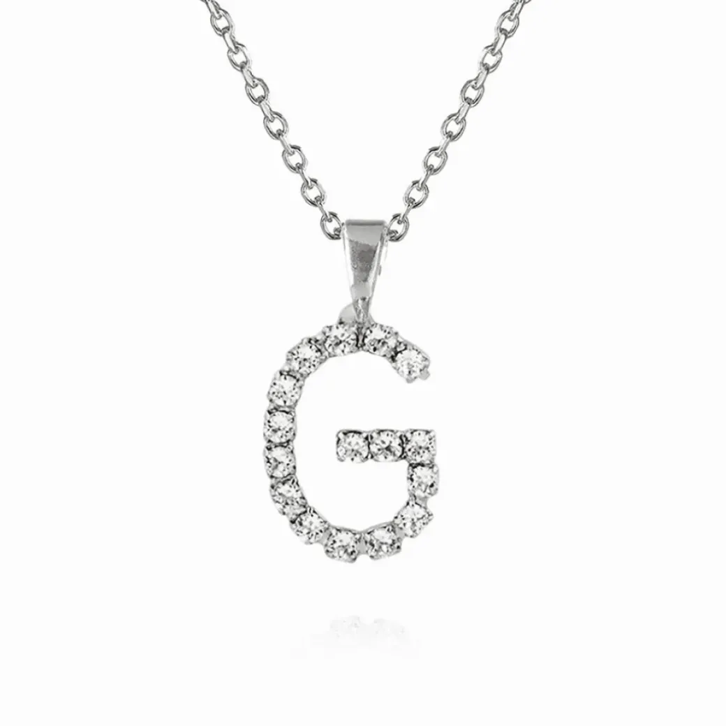 Mini Letter Necklace G/Crystal