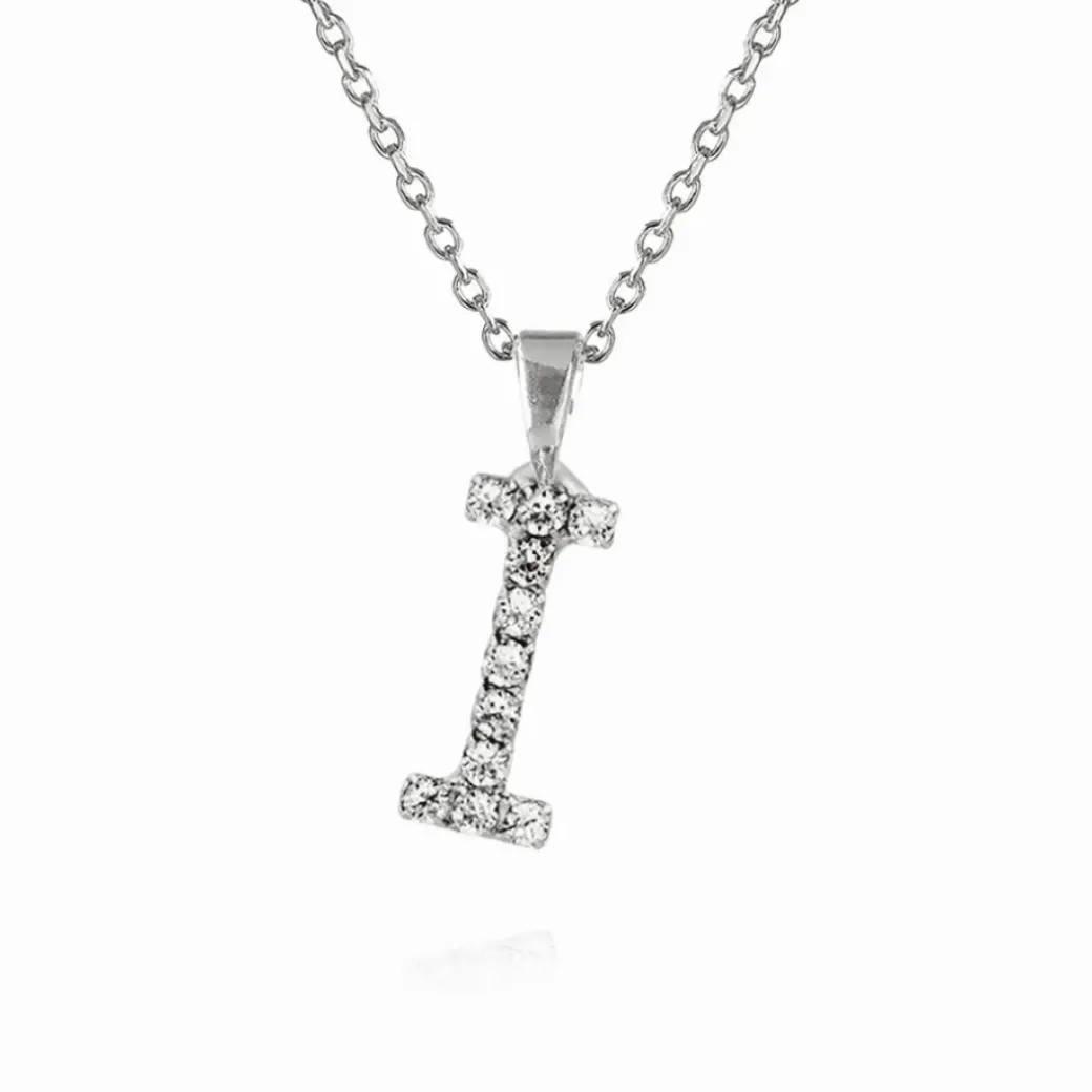 Mini Letter Necklace I/Crystal