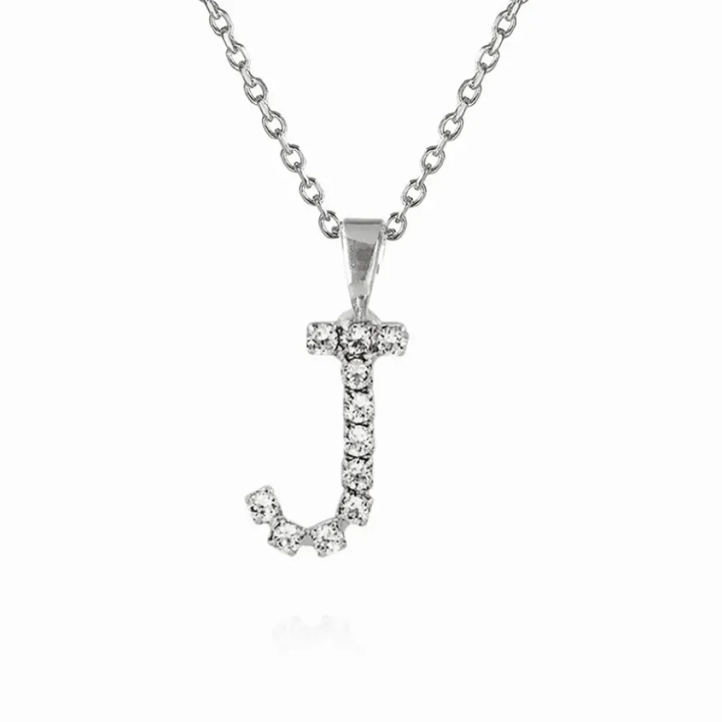 Mini Letter Necklace J/Crystal