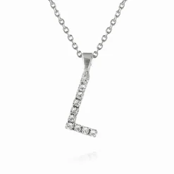 Mini Letter Necklace L/Crystal
