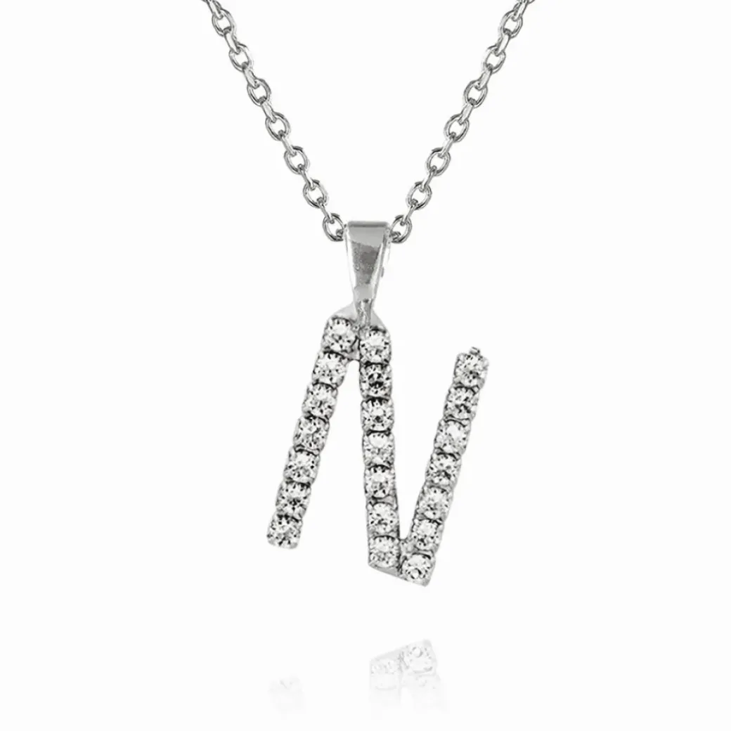 Mini Letter Necklace N/Crystal