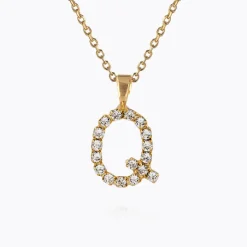 Mini Letter Necklace Q/Crystal