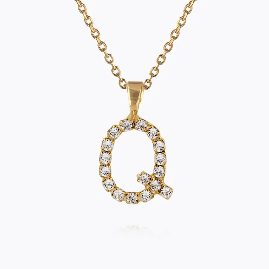 Mini Letter Necklace Q/Crystal
