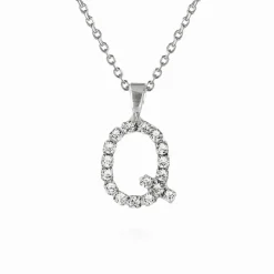 Mini Letter Necklace Q/Crystal