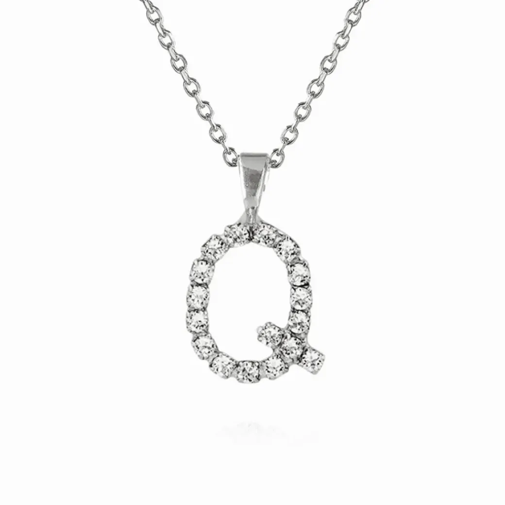 Mini Letter Necklace Q/Crystal