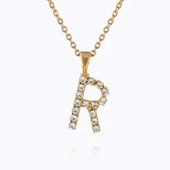Mini Letter Necklace R/Crystal