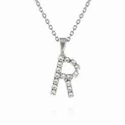 Mini Letter Necklace R/Crystal
