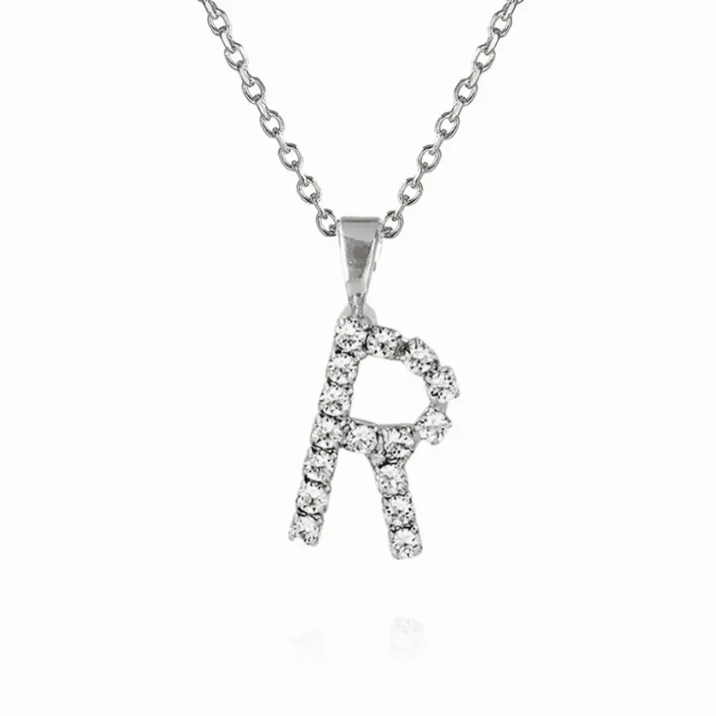 Mini Letter Necklace R/Crystal