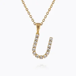 Mini Letter Necklace U/Crystal