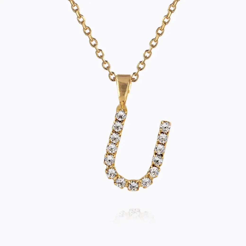 Mini Letter Necklace U/Crystal