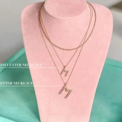 Mini Letter Necklace U/Crystal