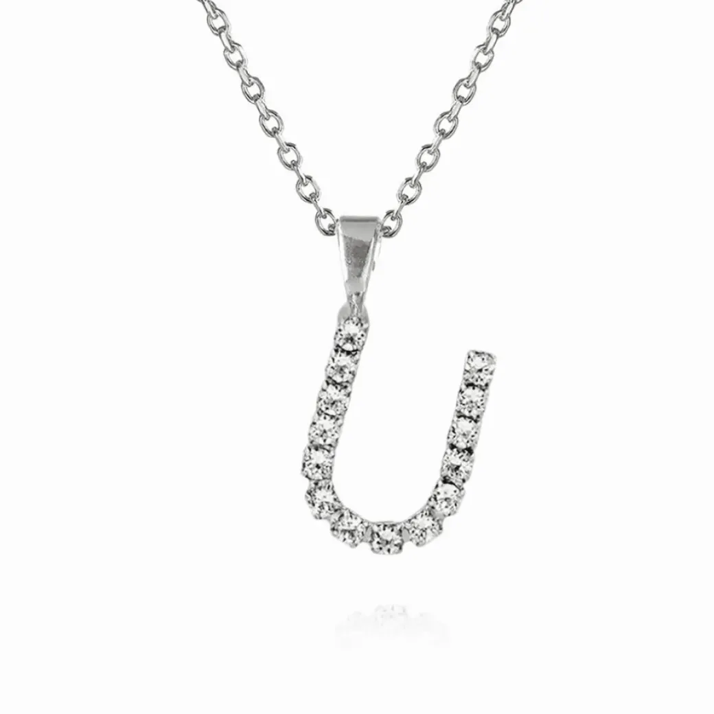 Mini Letter Necklace U/Crystal