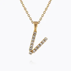 Mini Letter Necklace V/Crystal
