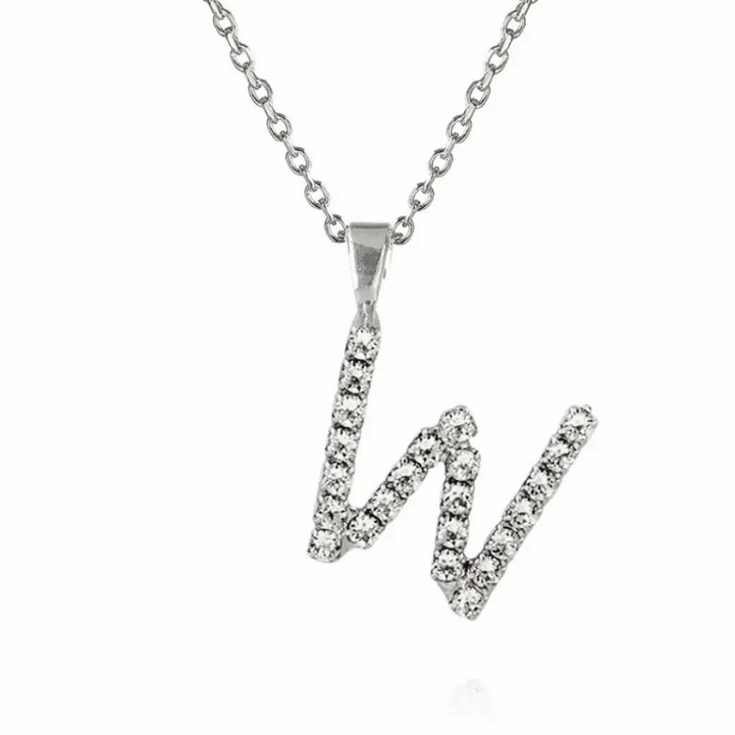 Mini Letter Necklace W/Crystal