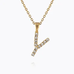 Mini Letter Necklace Y/Crystal