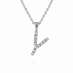 Mini Letter Necklace Y/Crystal