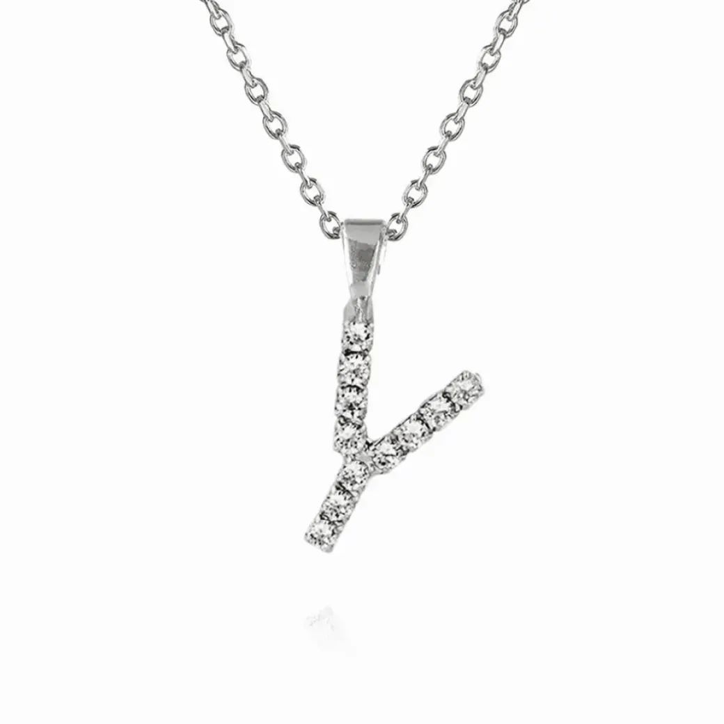 Mini Letter Necklace Y/Crystal