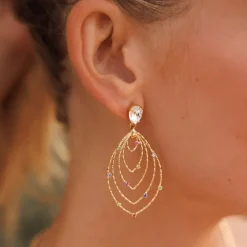 Mini Lotus Earrings/Rainbow Combo
