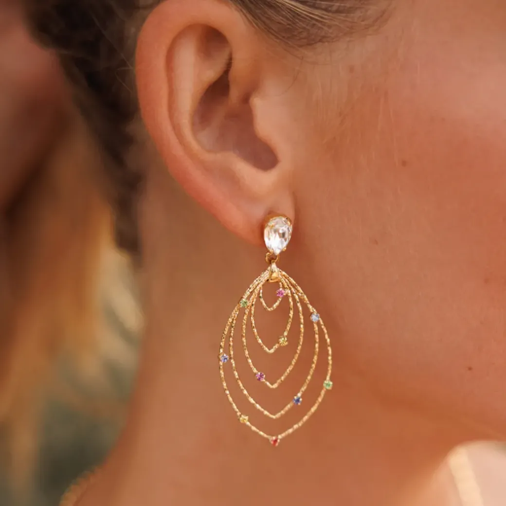 Mini Lotus Earrings/Rainbow Combo