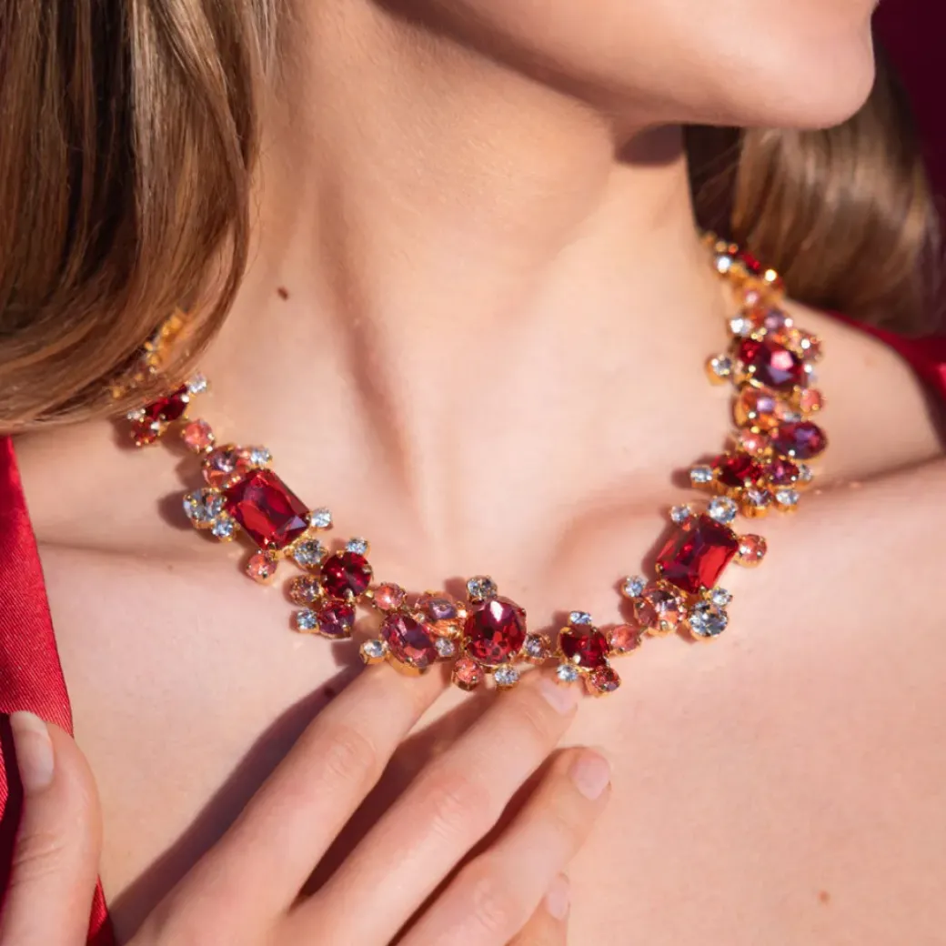 Noora Necklace/Mulberry Red Combo