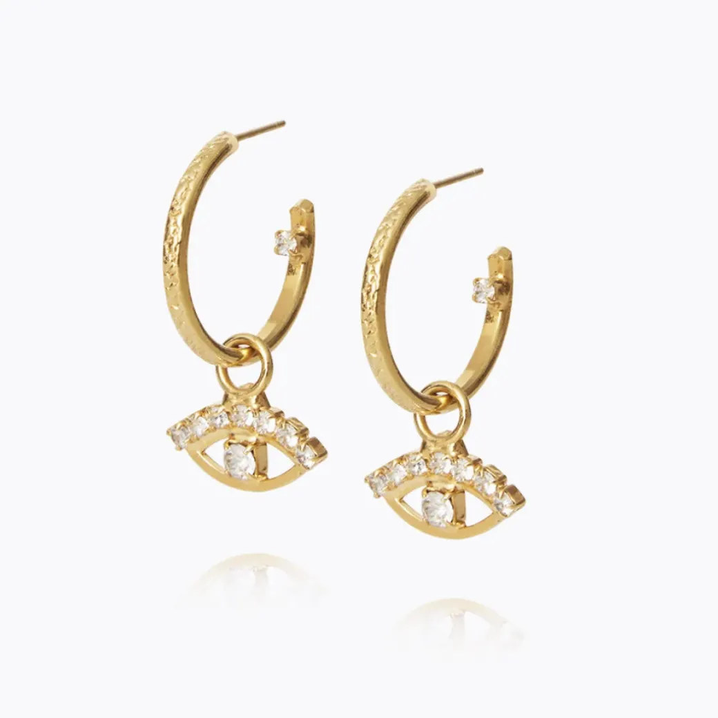 Petite Greek Eye Loop Earrings/Crystal