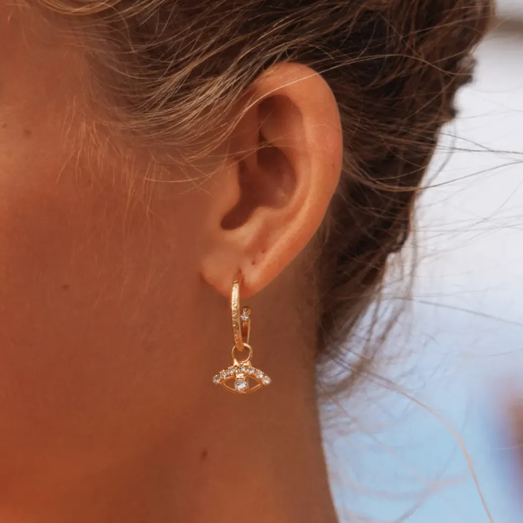 Petite Greek Eye Loop Earrings/Crystal