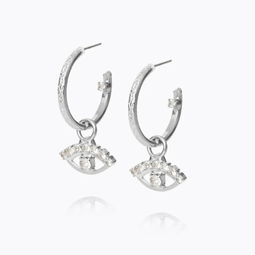 Petite Greek Eye Loop Earrings/Crystal