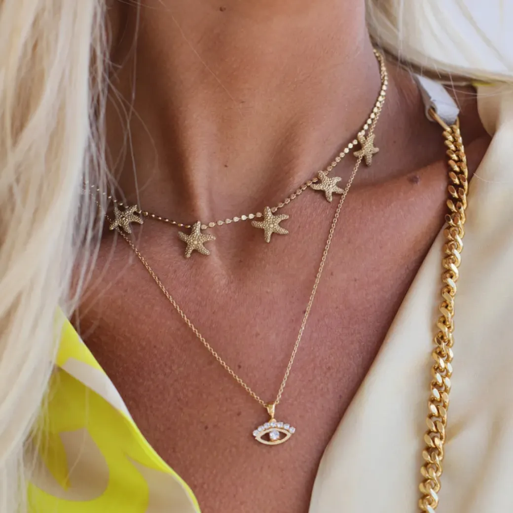 Petite Greek Eye Necklace/Crystal
