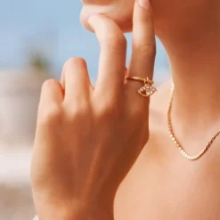 Petite Greek Eye Ring/Crystal