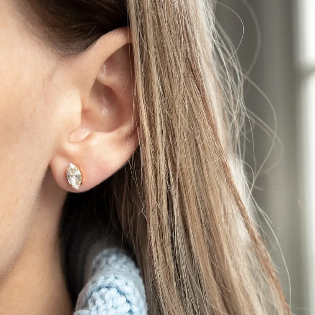 Petite Navette Earrings/Crystal