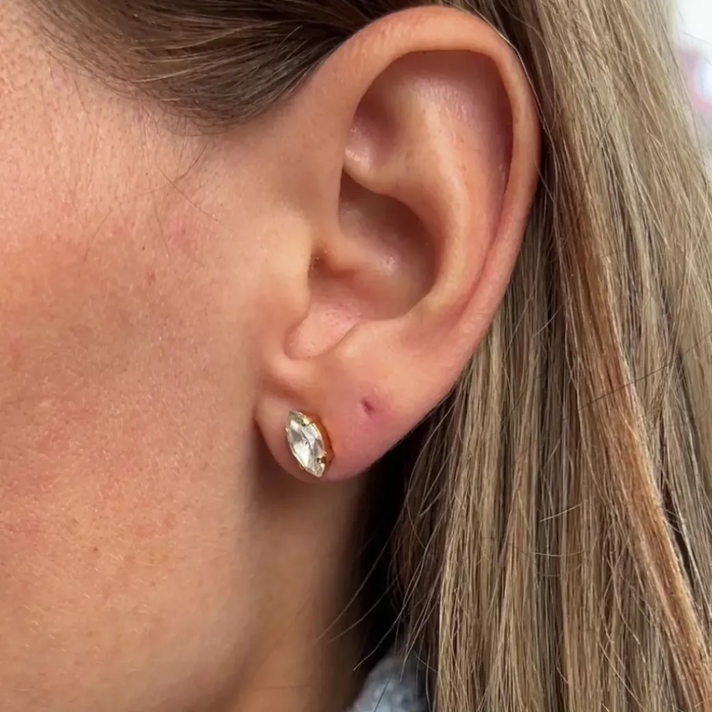 Petite Navette Earrings/Crystal
